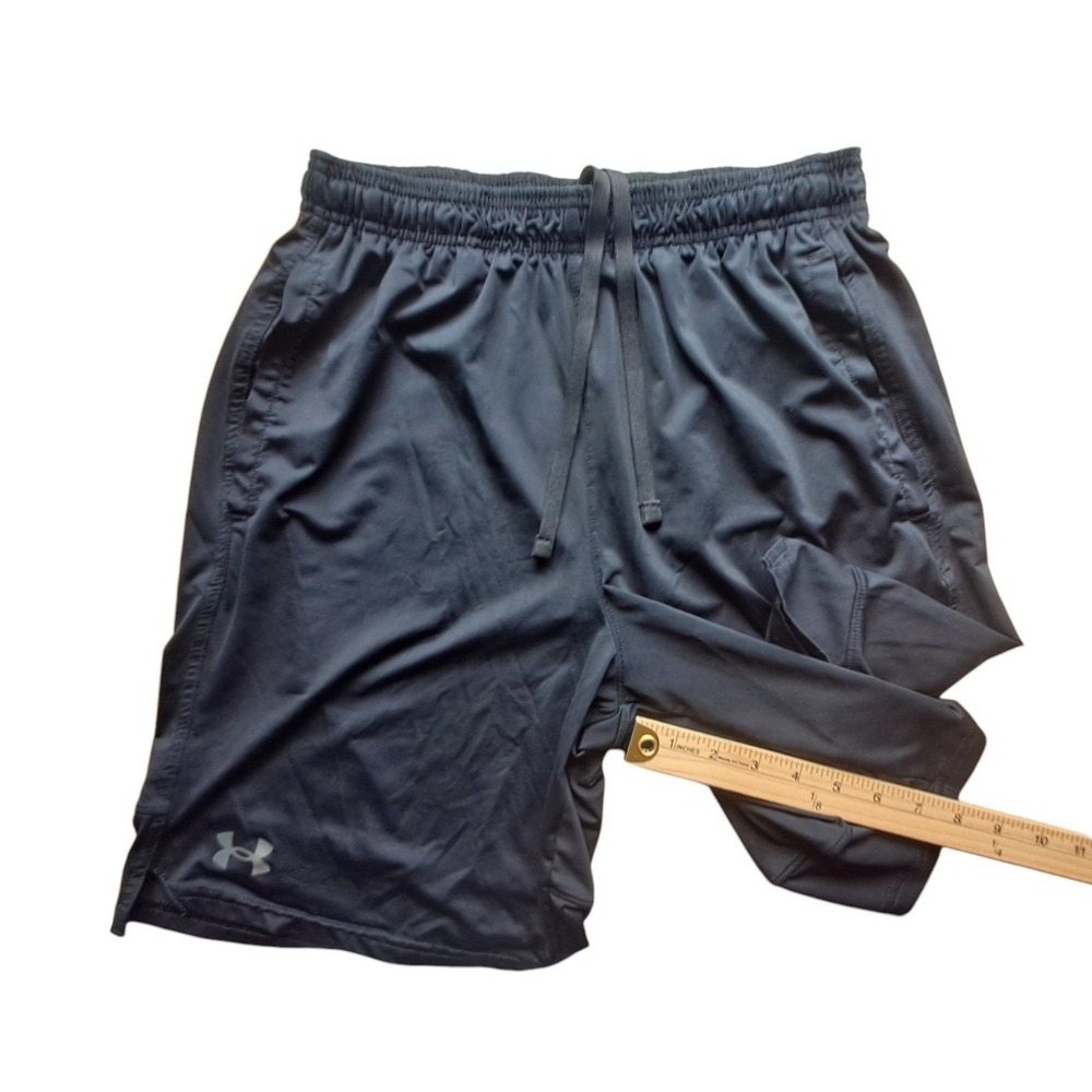Under Armour Mens Loose Fit Athletic Gym Shorts Black Medium Drawstring Pockets - Picture 4 of 5